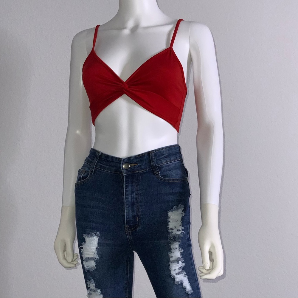 Red Bralette Crop Top